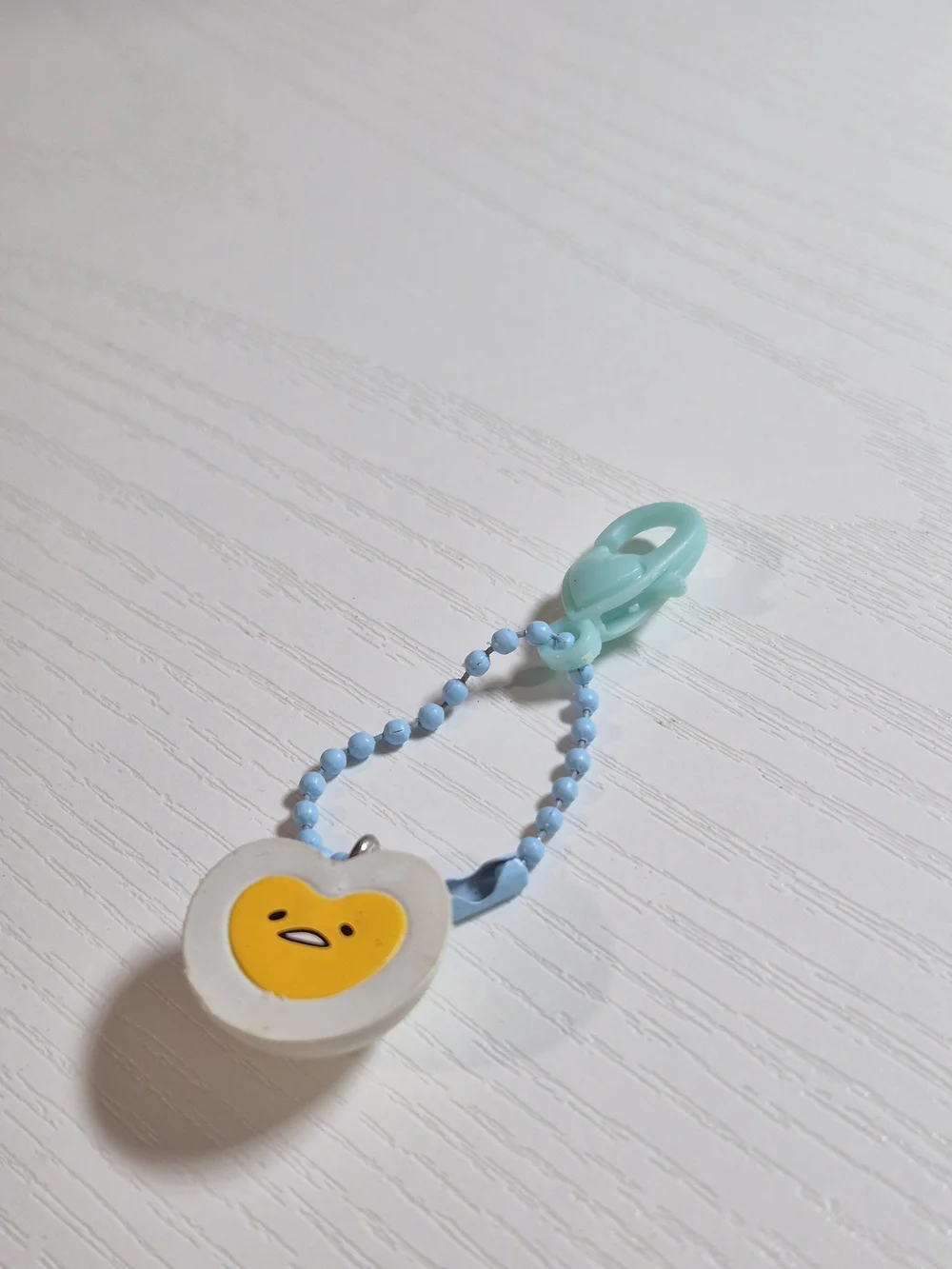 Blue Gudetama Egg Character Keychain Beaded Chain Zipper Charm Bag Purse Car Key